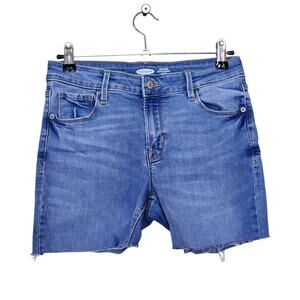Old Navy Womens Cut Off Bermuda Jean Shorts Size 4 Blue Raw Edge Rockstar Skinny